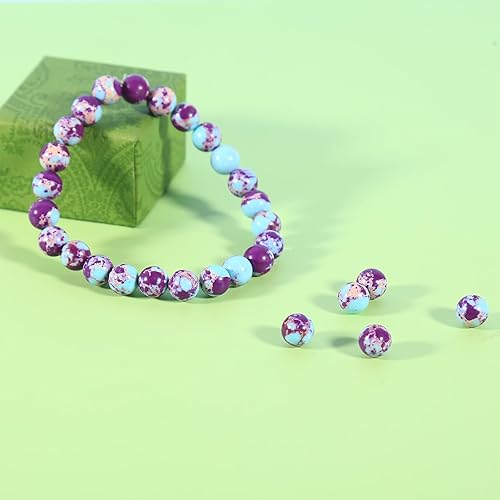 Miniatura 20 de Cuentas de jaspe imperial bicolor, 67 piezas de cuentas de piedra de 0.236 pulgadas (0.236 in), piedras preciosas sueltas, tamaño de agujero