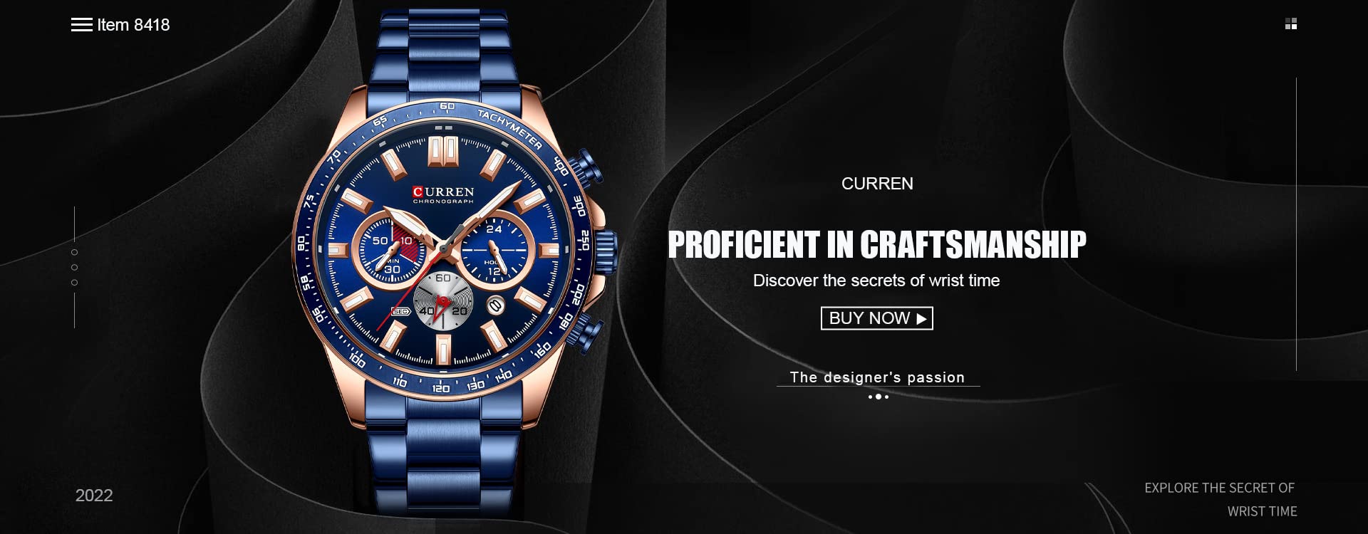 Orologio per gli Uomini Cronografo In Acciaio Inox Classico Modo Analogico Al Quarzo Grande Quadrante Casual Luminoso Orologi, Blu, L