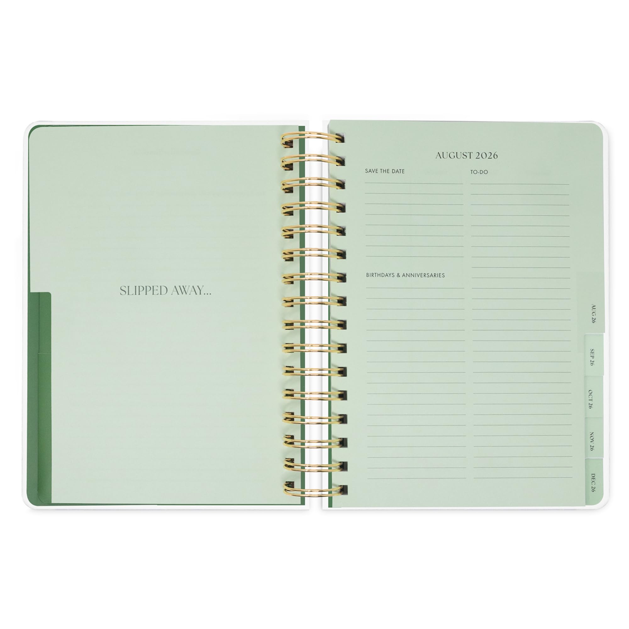 kate spade new york Agenda grande 21,6 x 18,4 cm, rilegatura a spirale, layout mensile e settimanale, tracker obiettivi, agenda vacanze, adesivi, linguette, chiusura elastica e tasca, agosto 2026