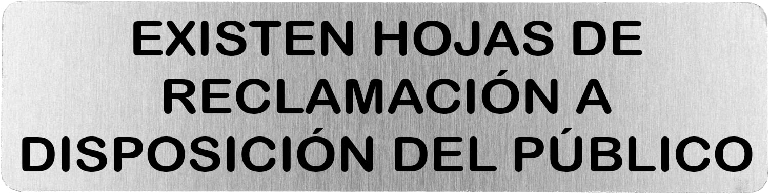Señal de acero inoxidable EXISTEN HOJAS RECLAM | Placa puerta | Señal informativa | Cartel Puerta 200X50mm (ref.RD707058)