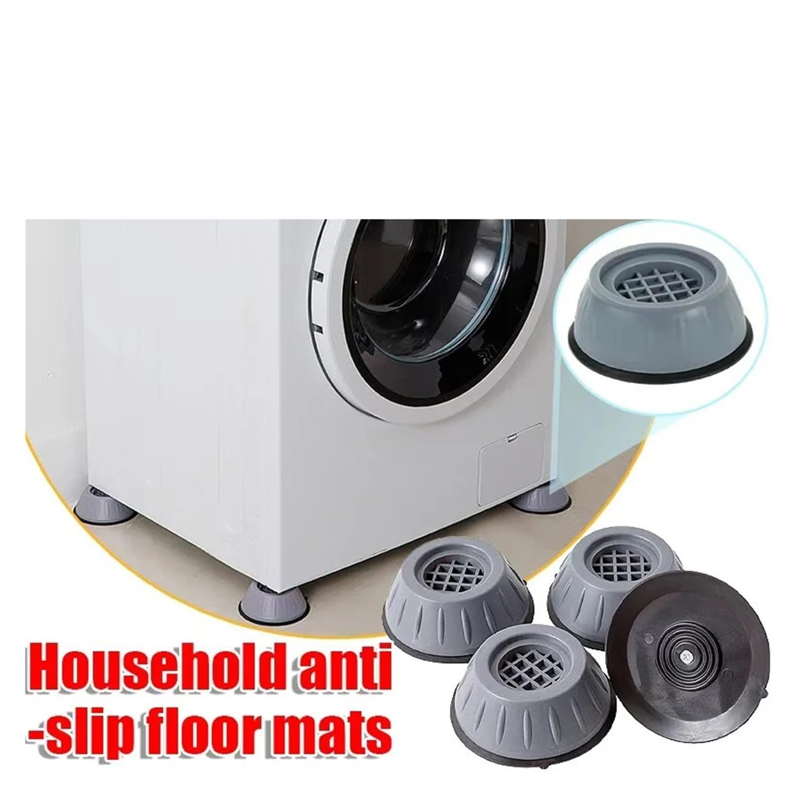 1/4/8 Stück Anti-Vibrations-Waschmaschinen-Fußpolster – Wasserdichte Slipstop-Silent-Rutschmatte, Möbelstützdämpferständer(8PCS)