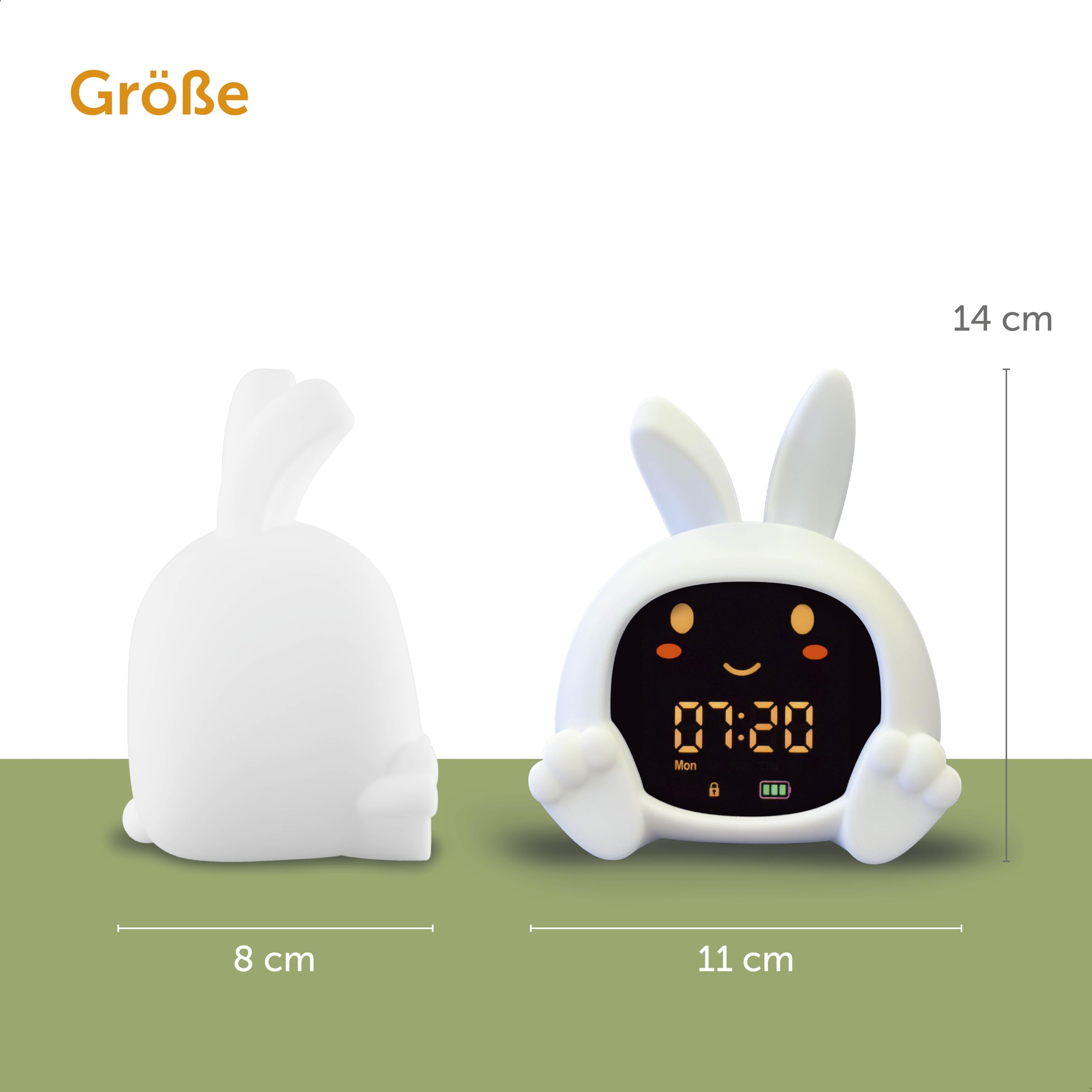 ZAZU Sarah Sleeptrainer für Kinder – Nachtlicht (5 Farben), Soundmaschine, Wecker mit 6 Sounds, Augen öffnen/schließen, wiederaufladbar inkl. USB