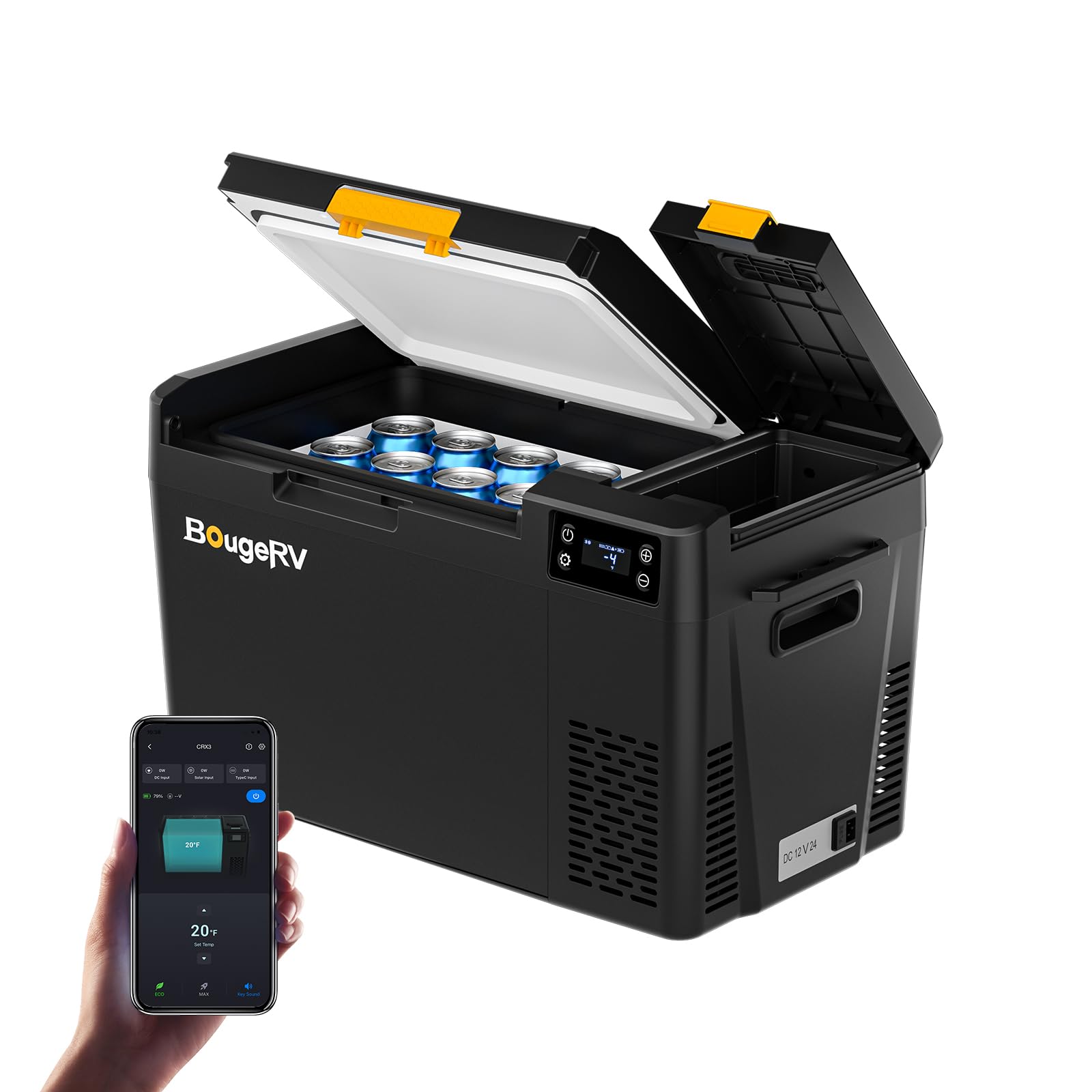 BougeRV ポータブル冷蔵庫 22L 車載 冷凍可能 バッテリー1個つき Amazon.co.jp: 【リン酸鉄バッテリー内蔵可能】BougeRV ポータブル