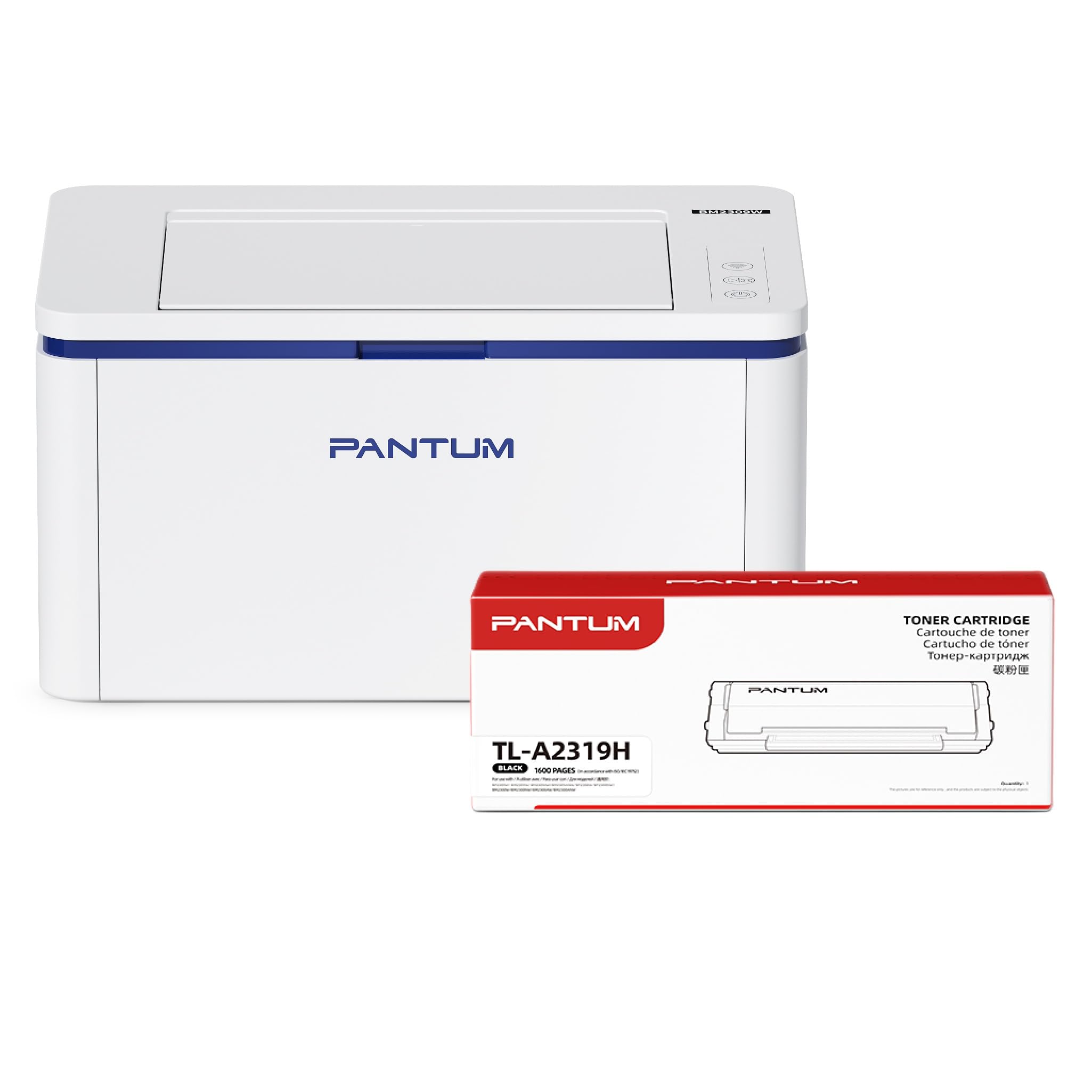 PANTUM BP2309W Imprimante Laser WiFi Noir et Blanc, Impression Manuelle Recto-Verso, 20 Pages/Minute, WiFi USB, Airprint Mopria APP, Fonction Unique A4, avec Toner TL-A2319H (1500 Pages)