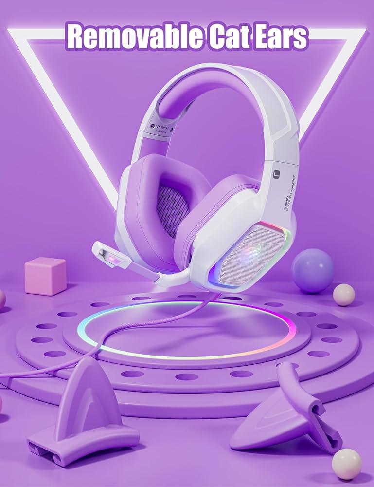 AYＭ✨ Amazon.com: ZIUMIER Gaming Headset with Detachable Cat Ears