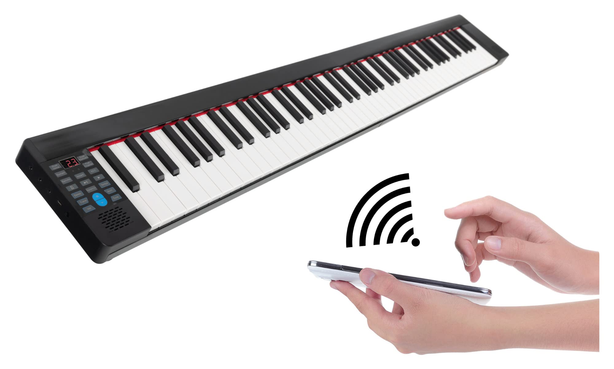 FunKey KP-88II Klapp-Piano - Keyboard zum Zusammenklappen - 88 Tasten in Standardgröße mit Anschlagdynamik - 1100 mAh-Akku - Lautsprecher - Inkl. Tasche, Netzteil & Sustain-Pedal - Schwarz