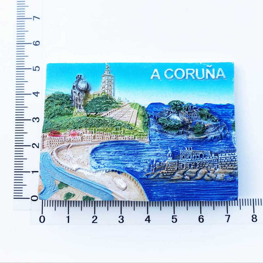 Magnete Frigorifero 3D A Coruña (Spagna) – Souvenir Artigianale Dipinto A Mano – 7,5 X 5,3 Cm - 4