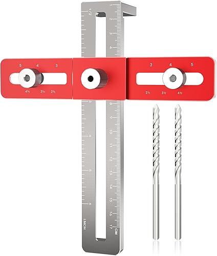 Plantilla de hardware para gabinete, herramienta de plantilla ajustable para pomos, manijas y tiradores, localizador de punzón centrado automático,