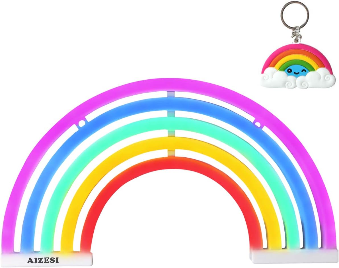 AIZESI Rainbow Neon Lights,Rainbow Christmas Lights,Neon Wall Light Battery Operated/USB Bedroom,Desk,Bar,Birthday Party,Living Room,Girl Room,Wedding Bathroom Party Festival Decorations