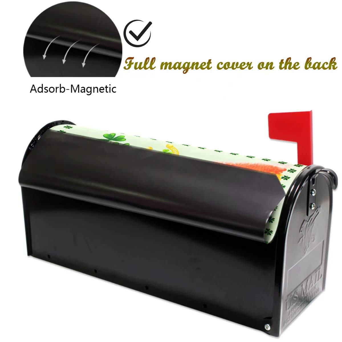 Wamika St. Patrick's Day Magnetic Mailbox Cover - Shamrock & Rainbow Design, Standard Size - View #7