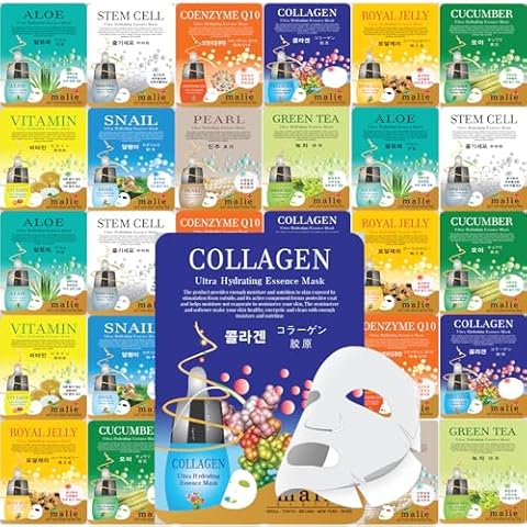 OBS lab 30 pcs Ultra Hydrating Essence Mask, Korean Facial Mask Sheets (3 x 10 Types), Moisturizing Skincare, Dermal Care Cover