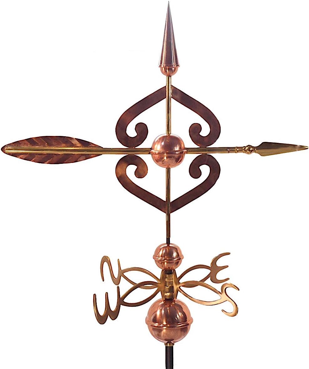 408C Scrolled Arrow Weathervane Pure Copper Directionals and Globes, Large
