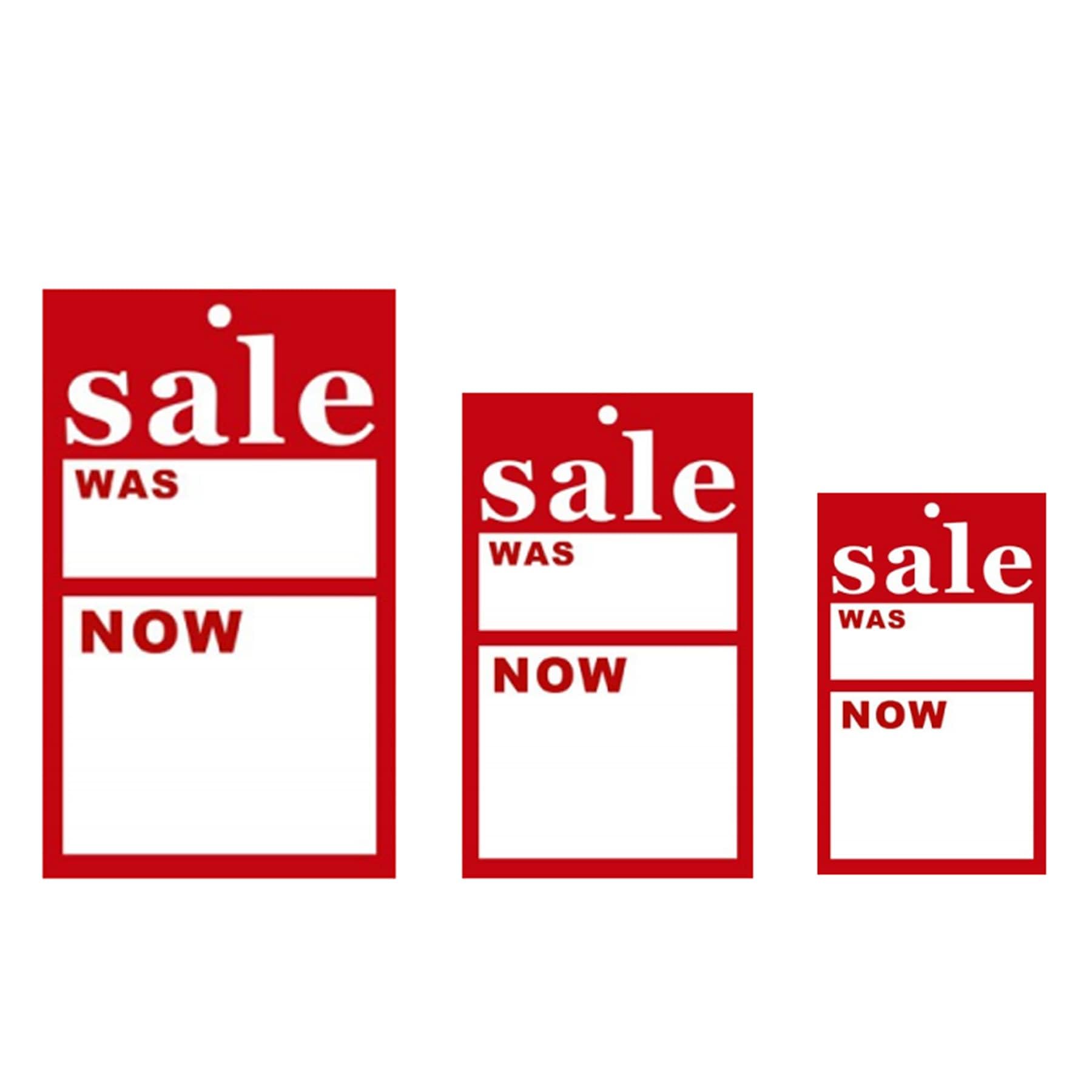 100 X Sale was/Now, Reduced was/Now, 1/2 Price was/Now, SpecialOffer was/Now Swing Ticket Self Adhesive Cards Tagging Gun Pricing Gun Hanger Swing Tickets (1000 X Sale was/Now, Small) — image 1