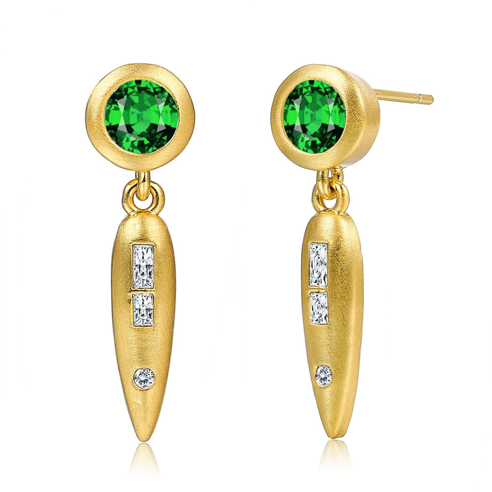 Oro Pendientes Mujer 9 K / 14 K / 18 K, Gota de Agua con Moissanita, Pendientes Mujer Oro