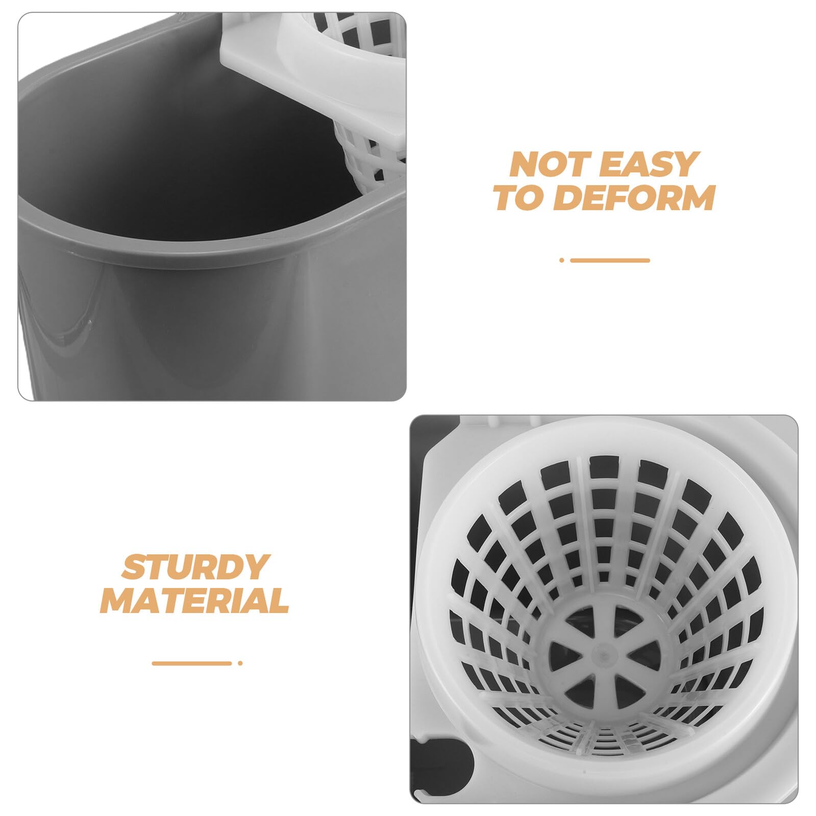 VALICLUD Cubo de Limpieza Comercial de Plástico Gris con Asa y Cesta Lateral, Accesorio Compatible para Trapeador Redondo, Cubo Pequeño para Fregar en Hoteles y Limpieza Industrial