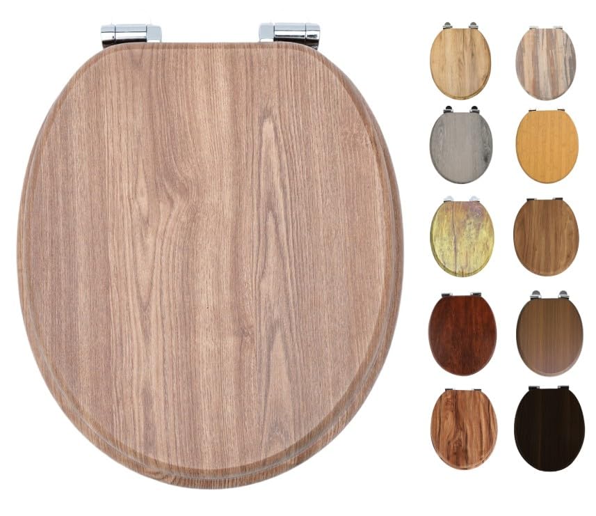 RTS Limed Oak MDF Soft Close Toilet Seat, Wood Effect, Oval Shape, Bottom Fixing, Zinc Alloy Hinges โ image 1