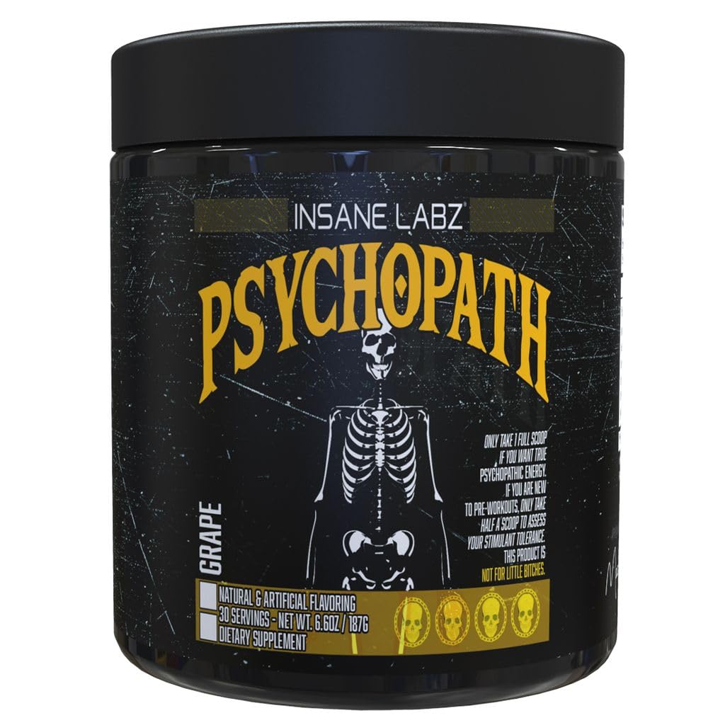 Psychopath, High Stimulant, Insane Energy, Focus and Endurance Preworkout Powder with Panax Ginseng, Rhodiola, Red Sage Root & Rauwolfia (30, Blue Raspberry) — Amazon image 5