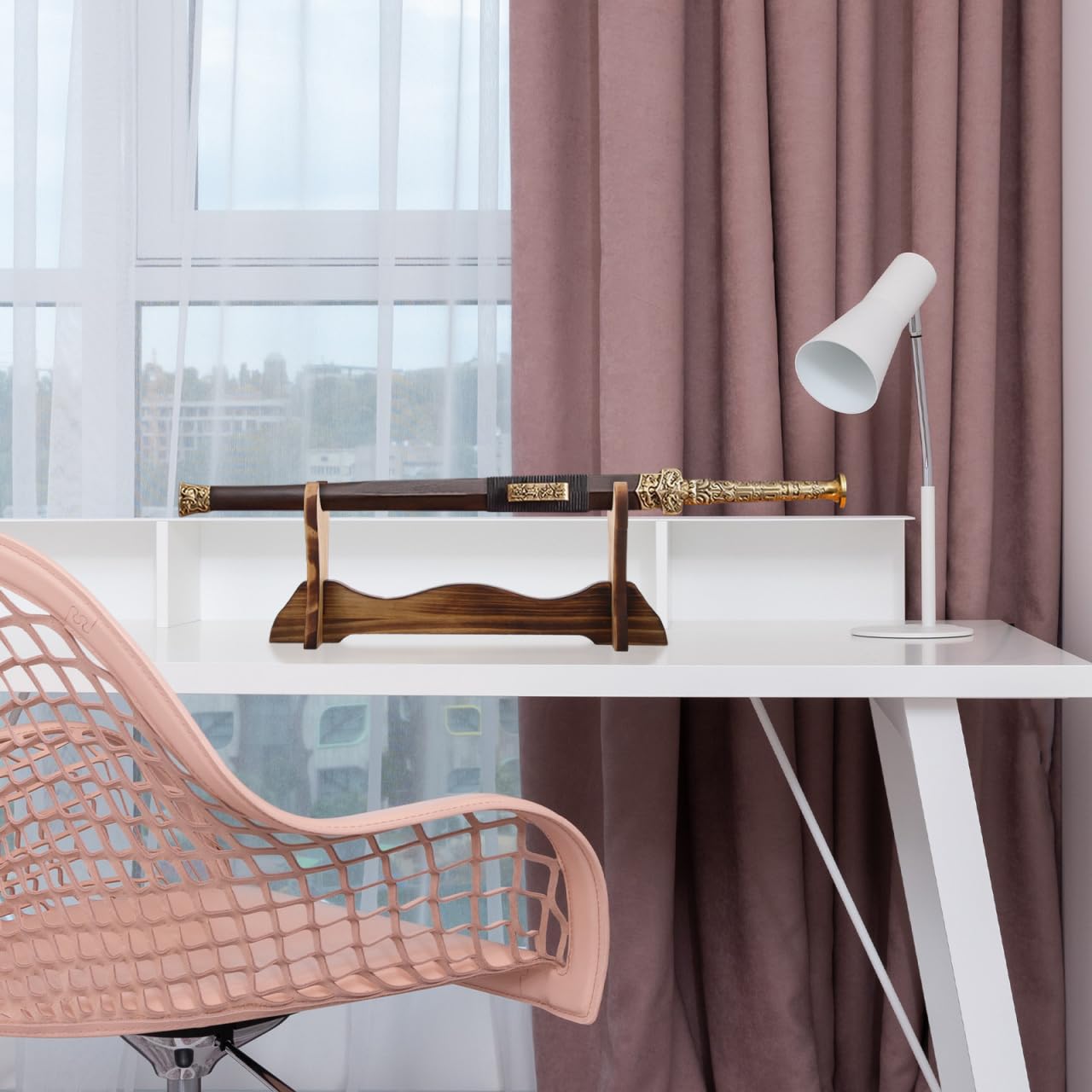 Kichvoe Schwertständer Aus Holz Schwerter-Präsentationsständer Für Haushaltsschwerter -Organizer Zur Aufbewahrung Und Präsentation Für Wohnzimmer Schlafzimmer Arbeitszimmer 14.76 X 5.91 X 2.76 in