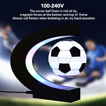 Magnetic Levitation Soccer,C Shape Base Magnetic Floating Football Decor Floating Rotating Soccer with Night Light Desktop Gifts for Birthday Christmas