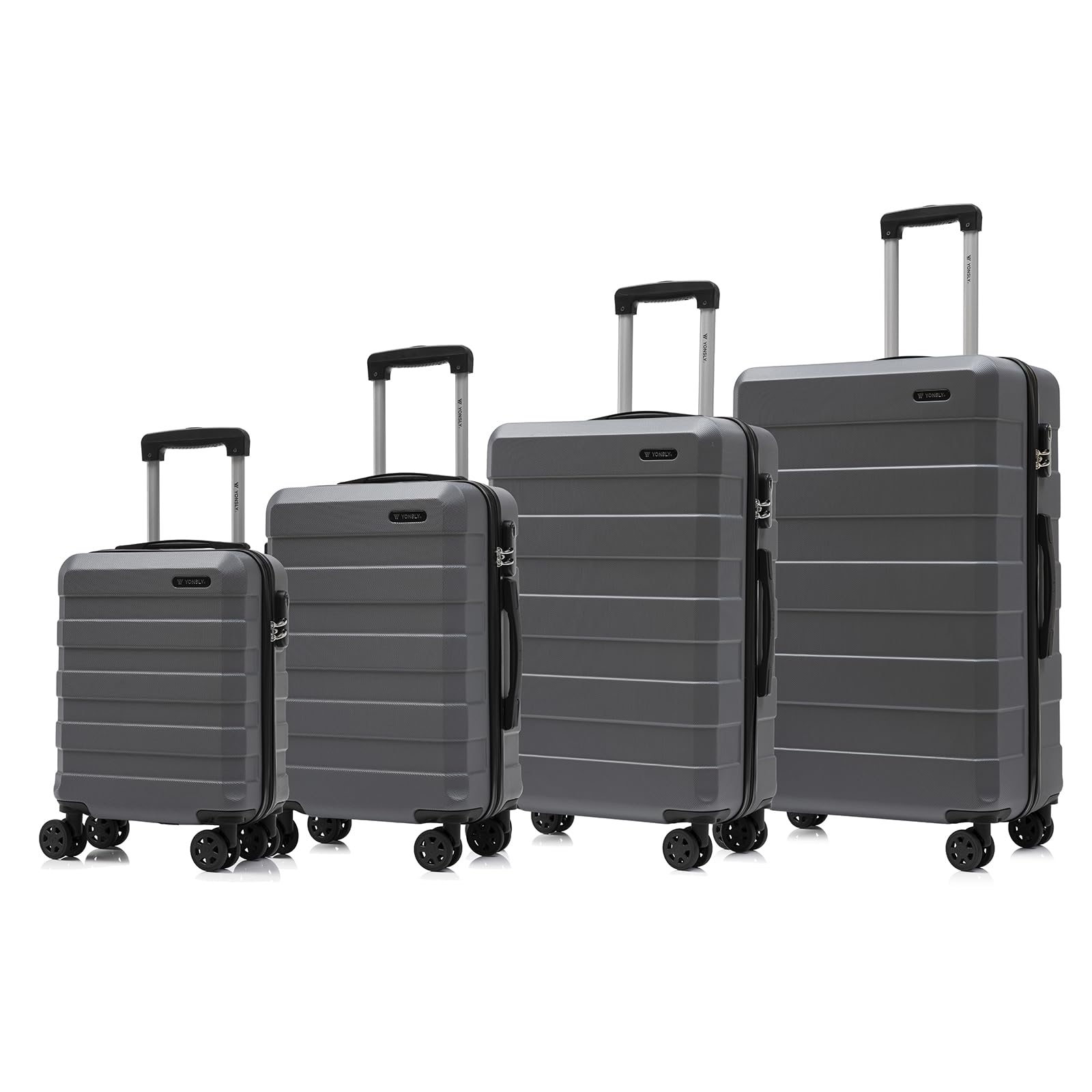yonsly Koffer Suitcase, Trolley Reisekoffer, Rollkoffer Handgepäck mit 4 Rollen 360°, ABS Hartschalen, Sicherheitsschloss, Weicher Gummigriff, 210D-Futter