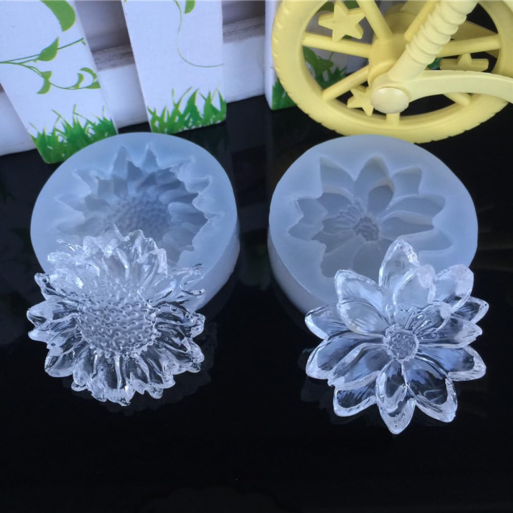 10 Stück Blumen-Silikonformen, Sonnenblumen-Rosen-Seifenform, Backform, Fondantform, Harzform für die Herstellung von Polymer-Ton, Schokoladenherstellung, Süßigkeitenherstellung, Kuchendekoration