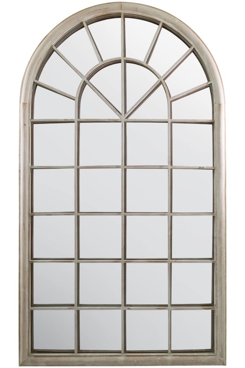 MirrorOutlet Milton manor Rustic Multi Panel Arched Window Garden Outdoor Mirror 5ft3 x 3ft 160cm x 91cm, GMA022-M, Brown