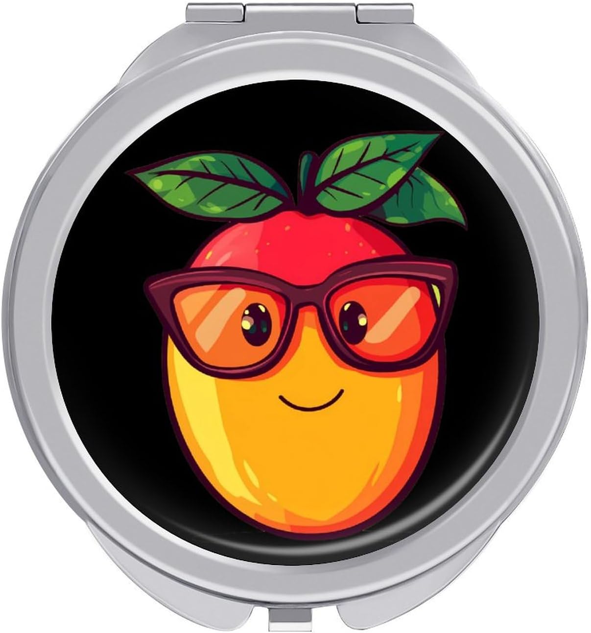 Funny Mango with Glasses Compact Makeup Mirror Mini Foldable Cosmetic Mirror Portable Travel Mirror for Purse Pocket