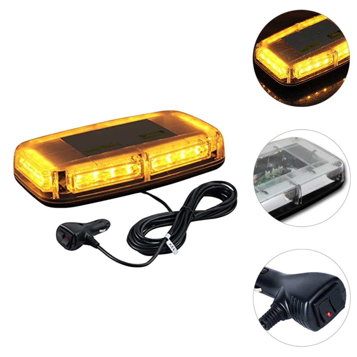 Luz de Emergencia para Coche LED 24 Leds, Baliza Intermitente de Advertencia, Material Abs, Alto Rendimiento Eléctrico para Vehículos y Camiones en Niebla y Lluvia