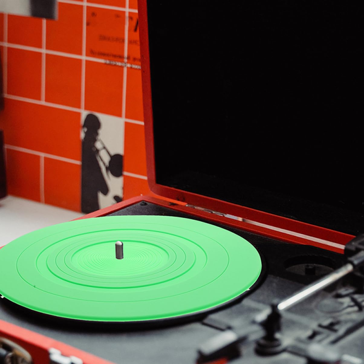 2 Stück Grüne Silikon Plattenspielermatte als Ersatzpad