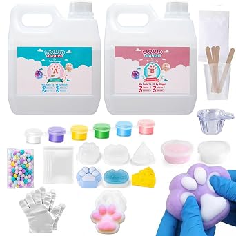 800ml /28.2OZ Taba Squishy Kit,Bubble Free Liquid Silicone, Fast 2-3H Cure,Liquid Silicone 11 AB Ratio Epoxy Resin Mix for Squishy Making