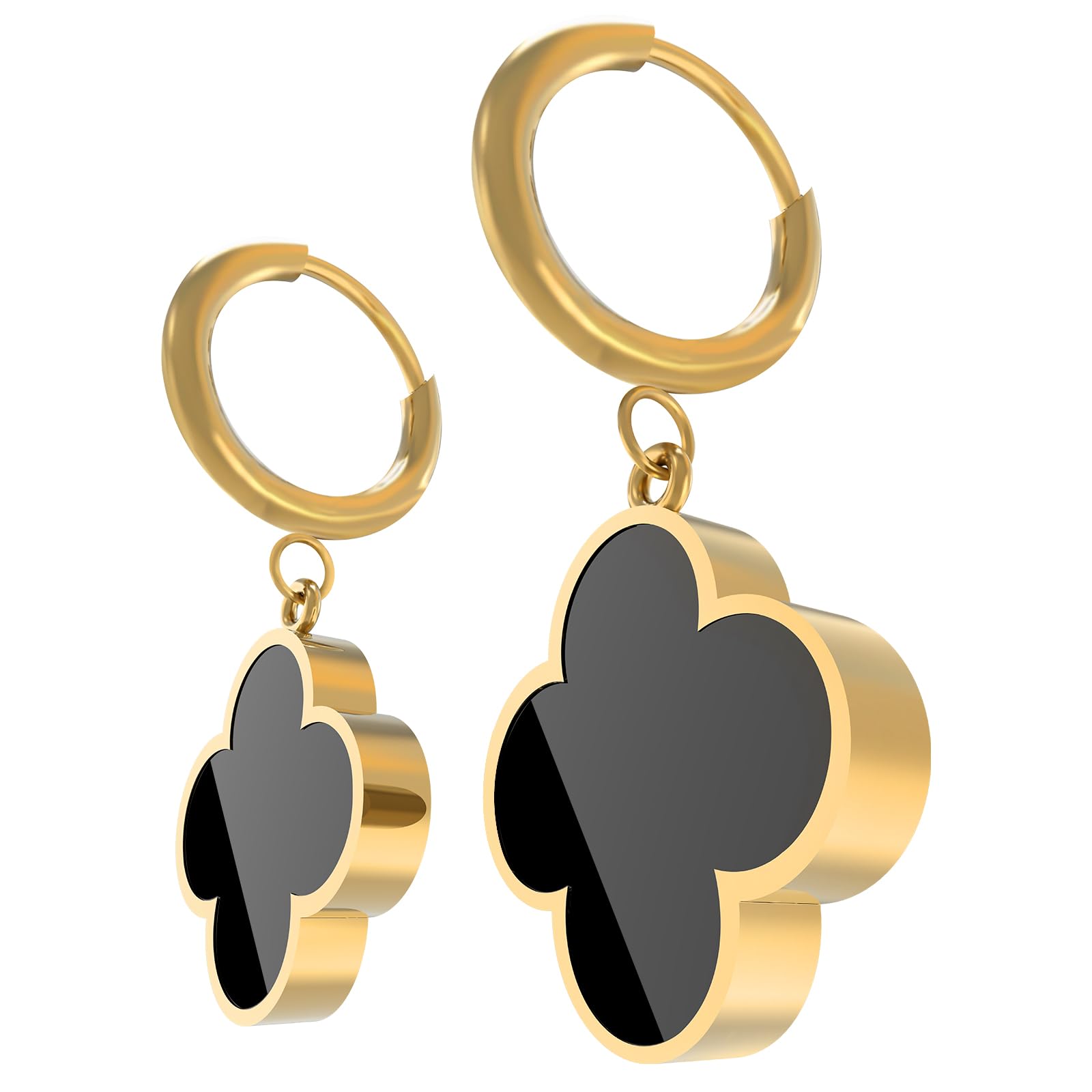 Hypoallergenic Gold Earrings, Flower Clover Earring, White/Red/Black Gold Hoop Stud Earrings for Women Trendy, Clover Jewelry Gifts, Valentines Day Gifts for Her