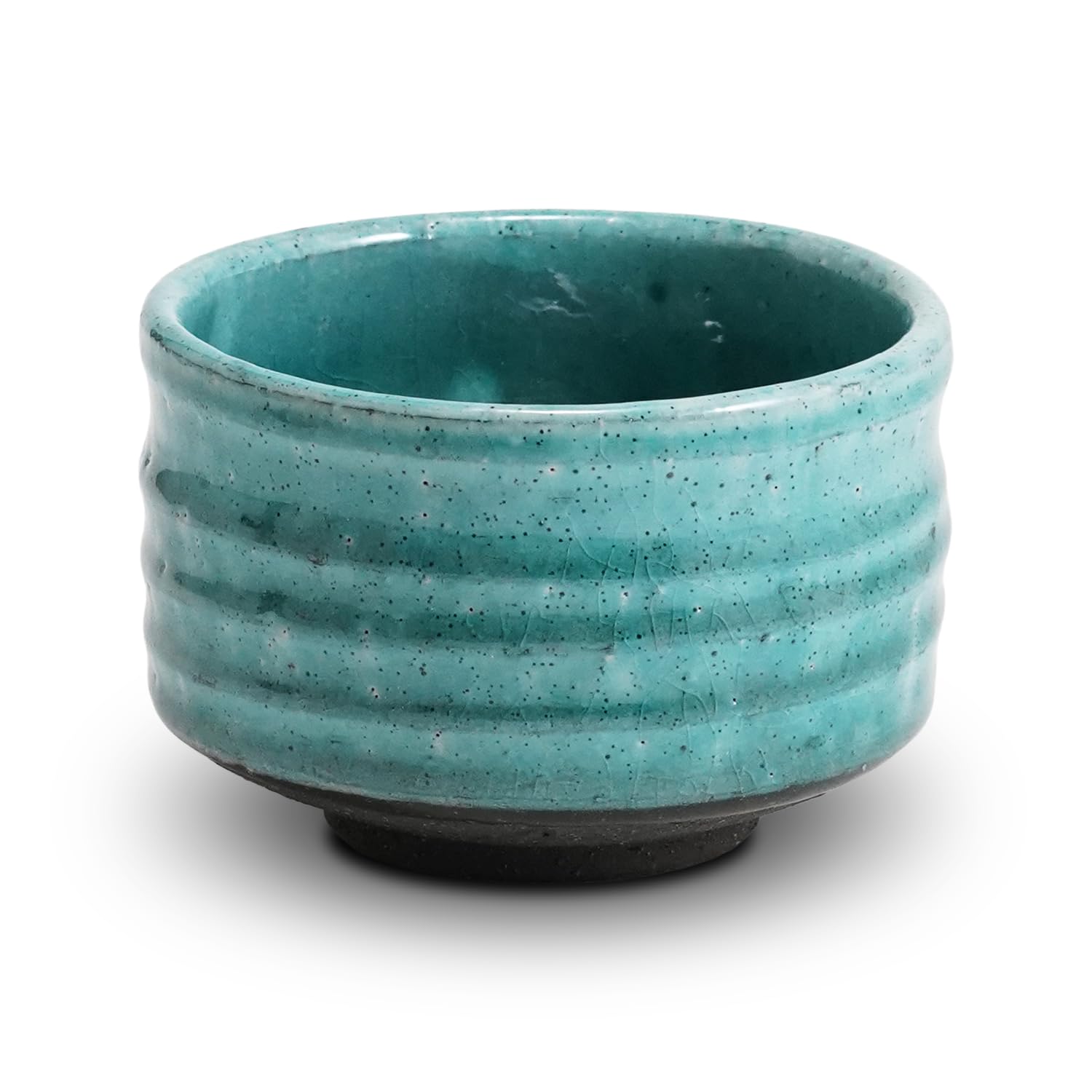 Matcha bowl Chawan, Mino Yaki Pottery Japanese Matcha Tea Cup, Green Tea Cup, Coffee and Soup Cup Made in Japan (Blue)