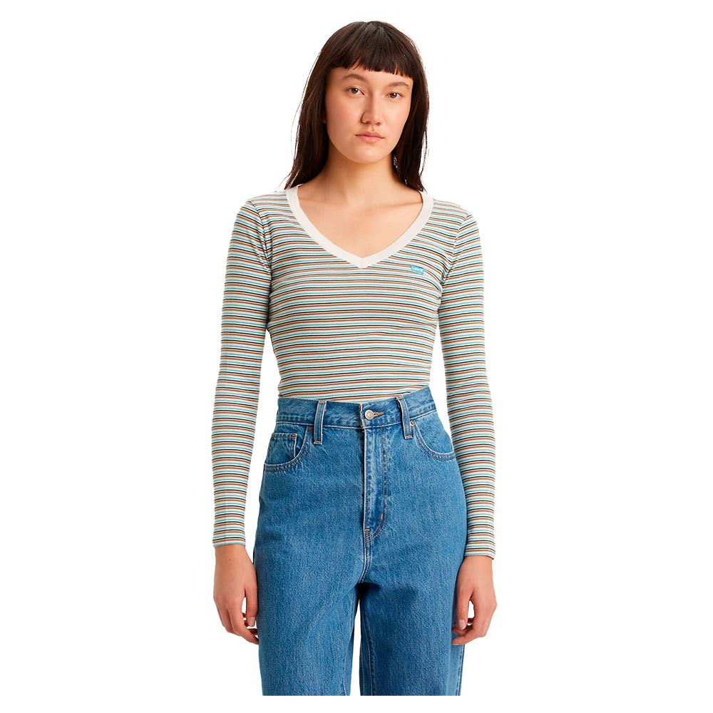 Levi's Women's Long Sleeve Vneck Baby Tee T-Shirt