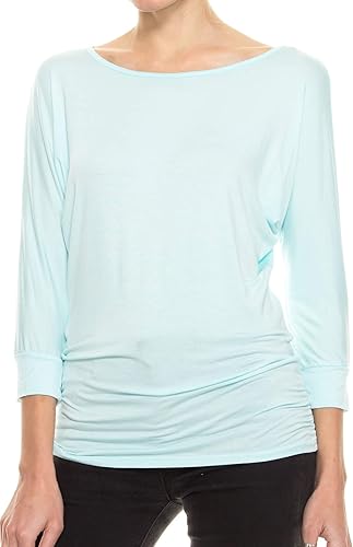 Camiseta Dolman con mangas 34 para mujer (S-3XL), fabricada en Estados Unidos