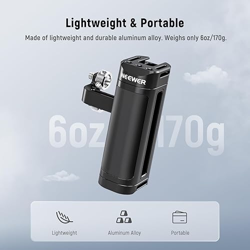 Miniatura 4 de NEEWER Agarre de mango lateral compatible con jaula de cámara SmallRig NEEWER, soporte ligero de mango de cámara con tornillos dobles de 14 pulgadas