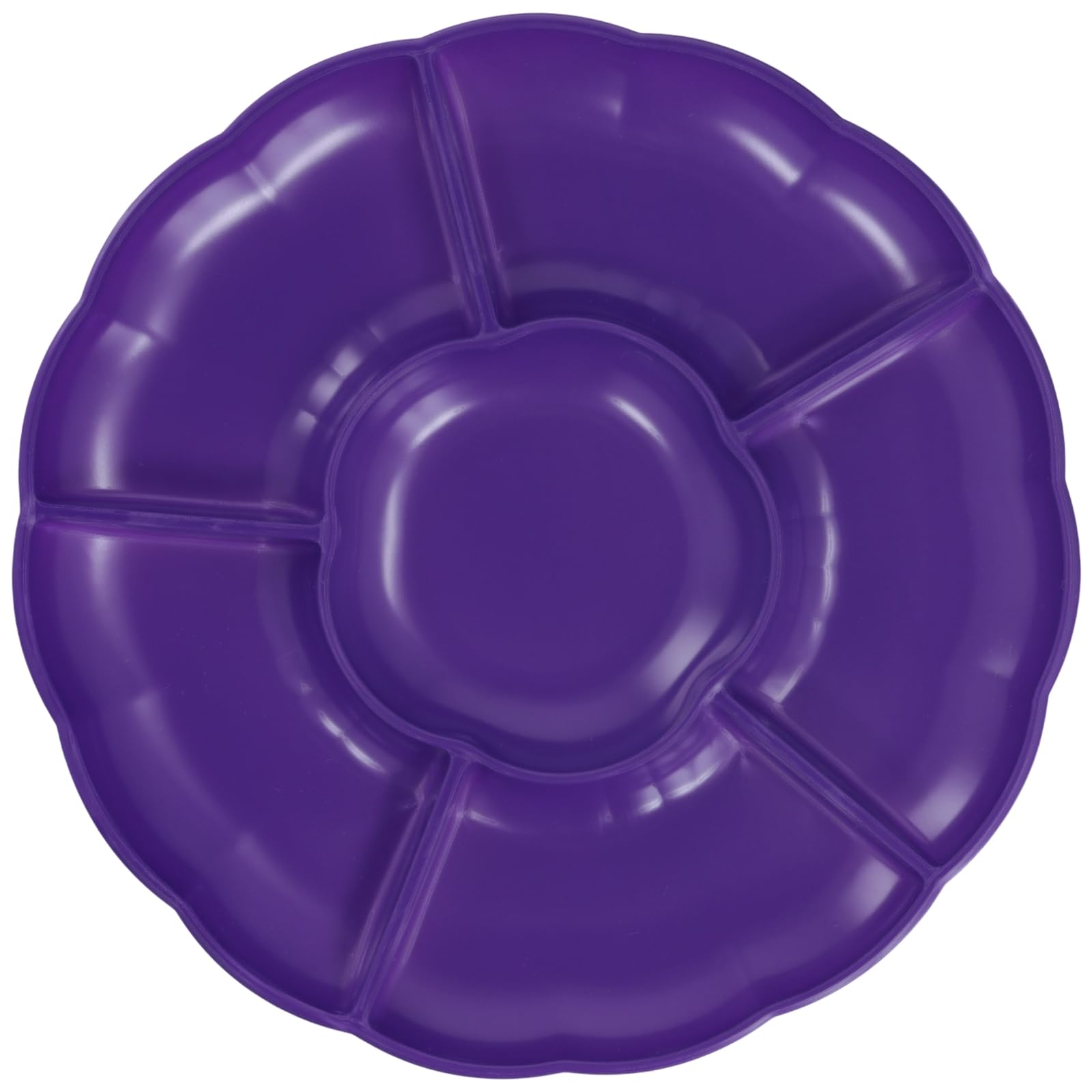 PINGEUI Lot de 30 plateaux de service en plastique réutilisables de 30,5 cm avec 6 sections, pour collations, fruits, bonbons, desserts, noix, 5 couleurs