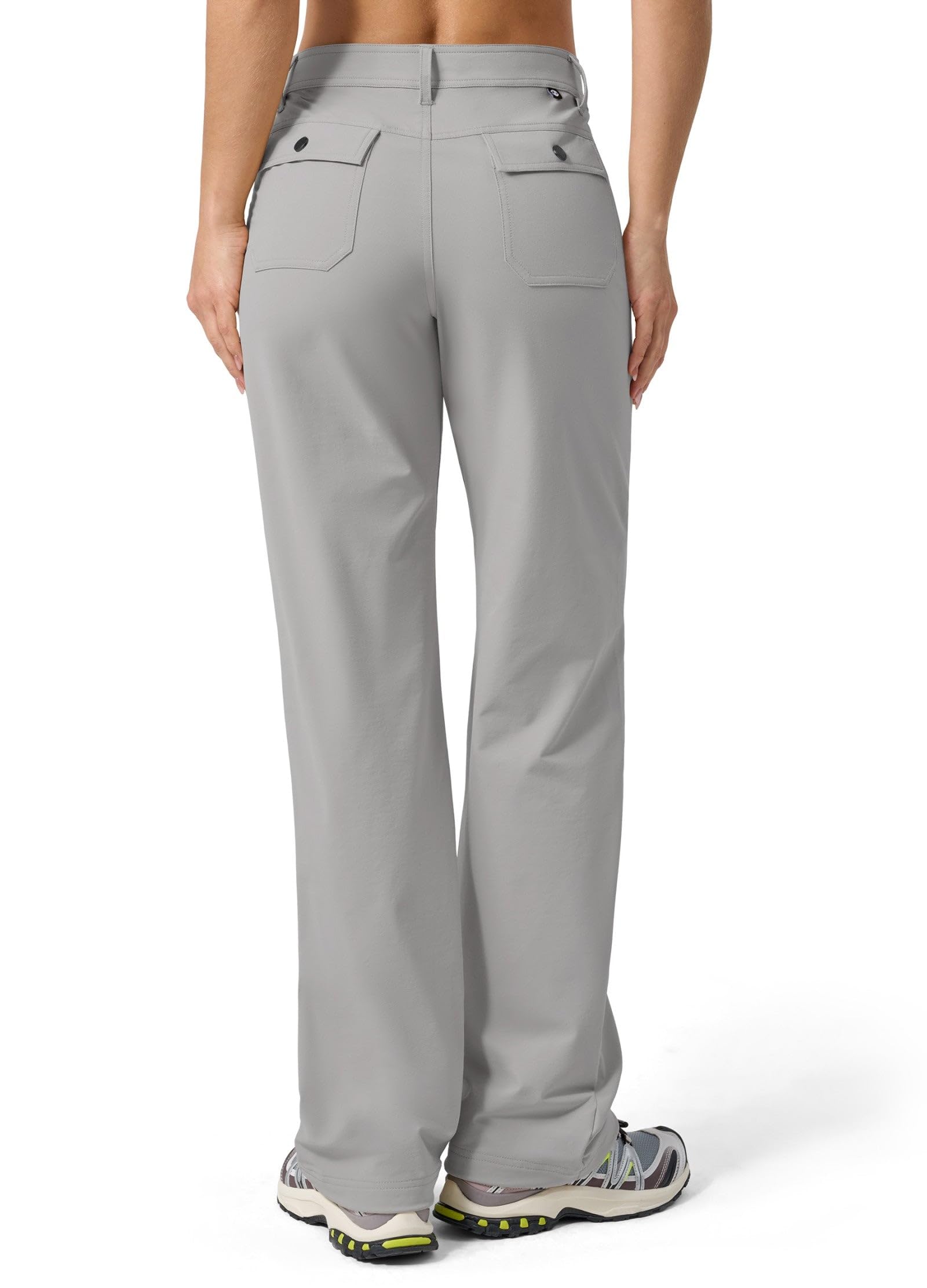 WILLIT Pantalon de randonnée pour femme, à séchage rapide, léger, résistant à l'eau, protection UV UPF 50+, taille élastique, 74 cm avec 4 poches