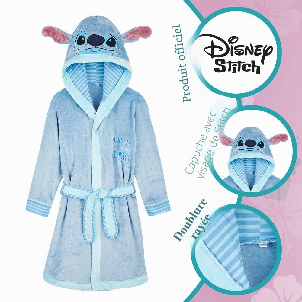 Disney Robe De Chambre Enfant Stitch, Peignoir En Polaire Douce, Idée De Cadeau Original Pour Garçon ou Fille