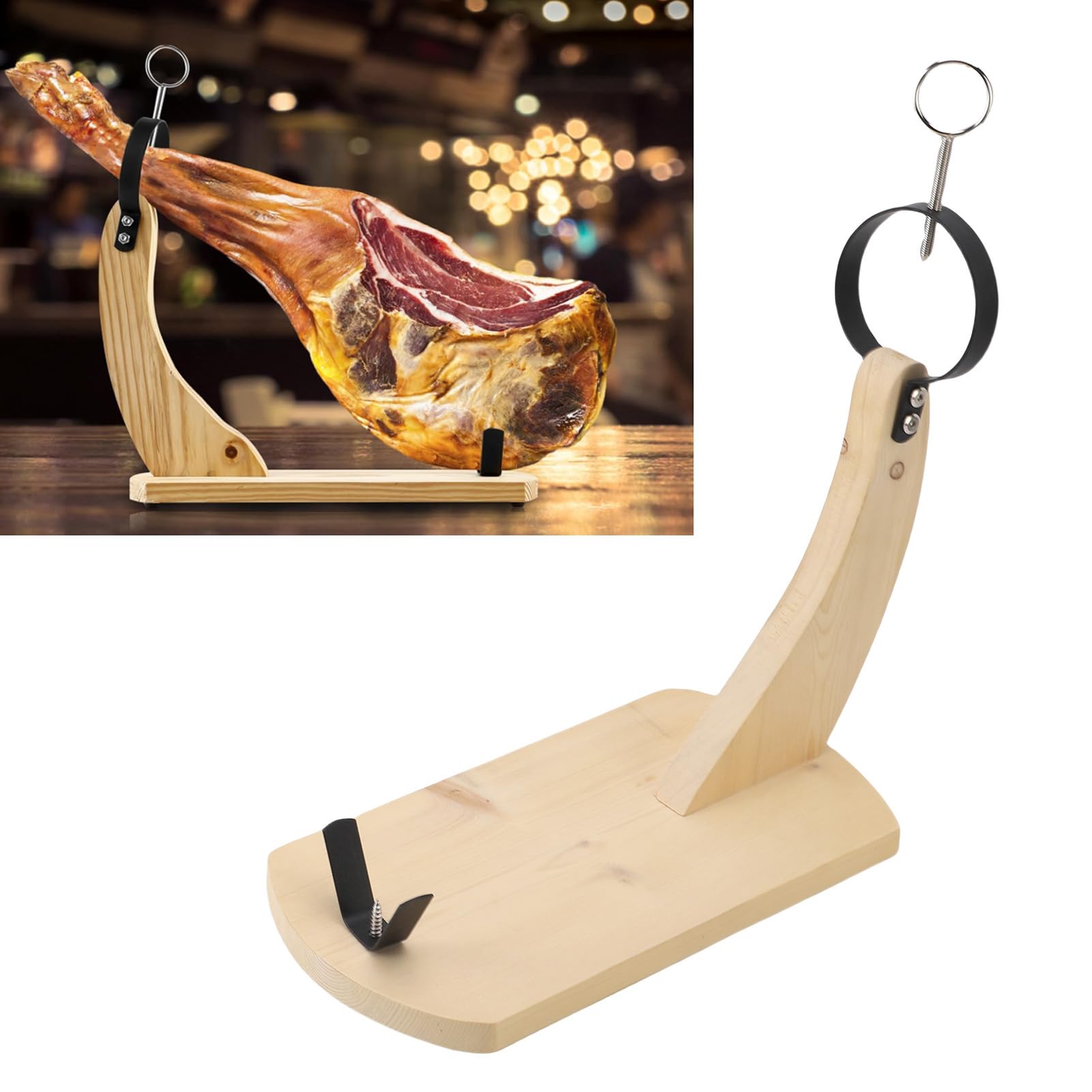 Porta prosciutto in pino Kuuleyn adattato a Parma Spagna (Piccolo 37x24 cm/14,57x9,45 pollici)