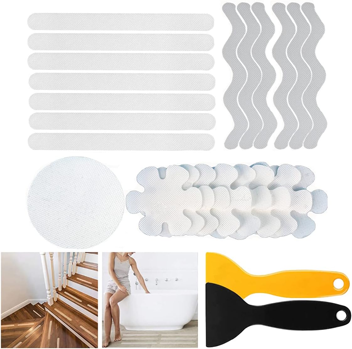 Cinta adhesiva antideslizante transparente para baño, ducha, bañera