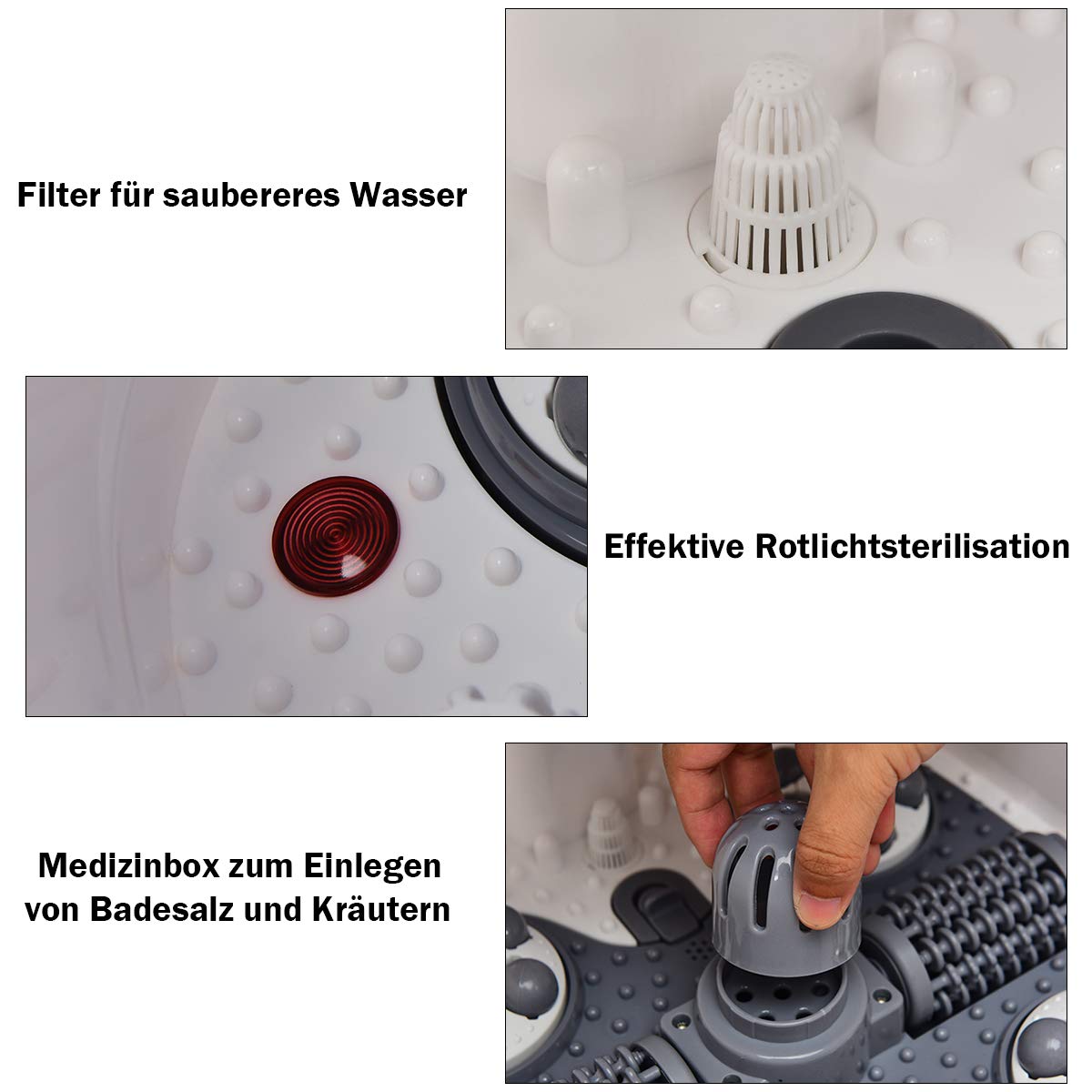 GOPLUS Fußbad Massagegerät, Elektrisches Fußmassagebad, Fußbadewanne mit Massage & Heizung, Rollbar, 10-60 min. Timer, 35-48 °C, Abnehmbares Massage-Brett, zur Entspannung und Schmerzlinderung (Blau)