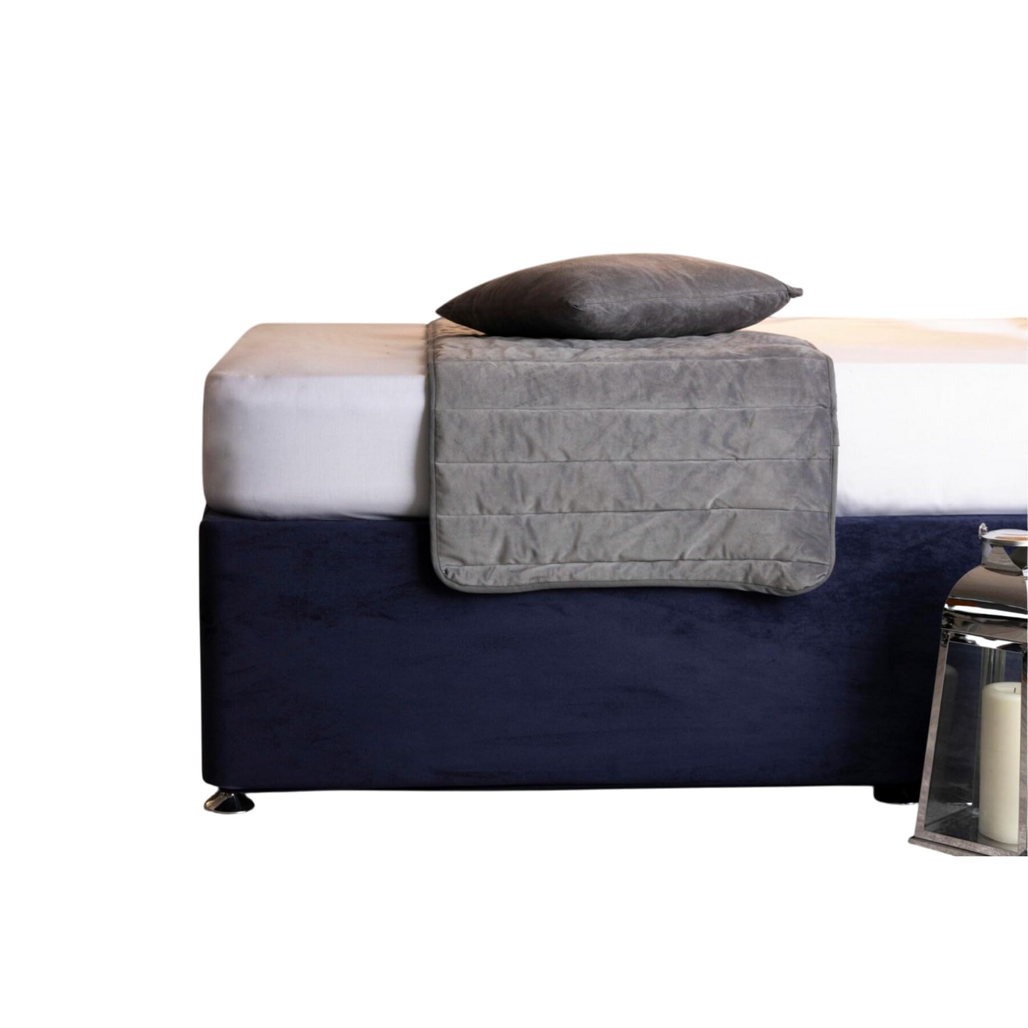 Navy Blue Faux Suede Divan Bed Base Wrap Deep Fit Belledorm Valance In Superking Bed Size In Deep Fitting
