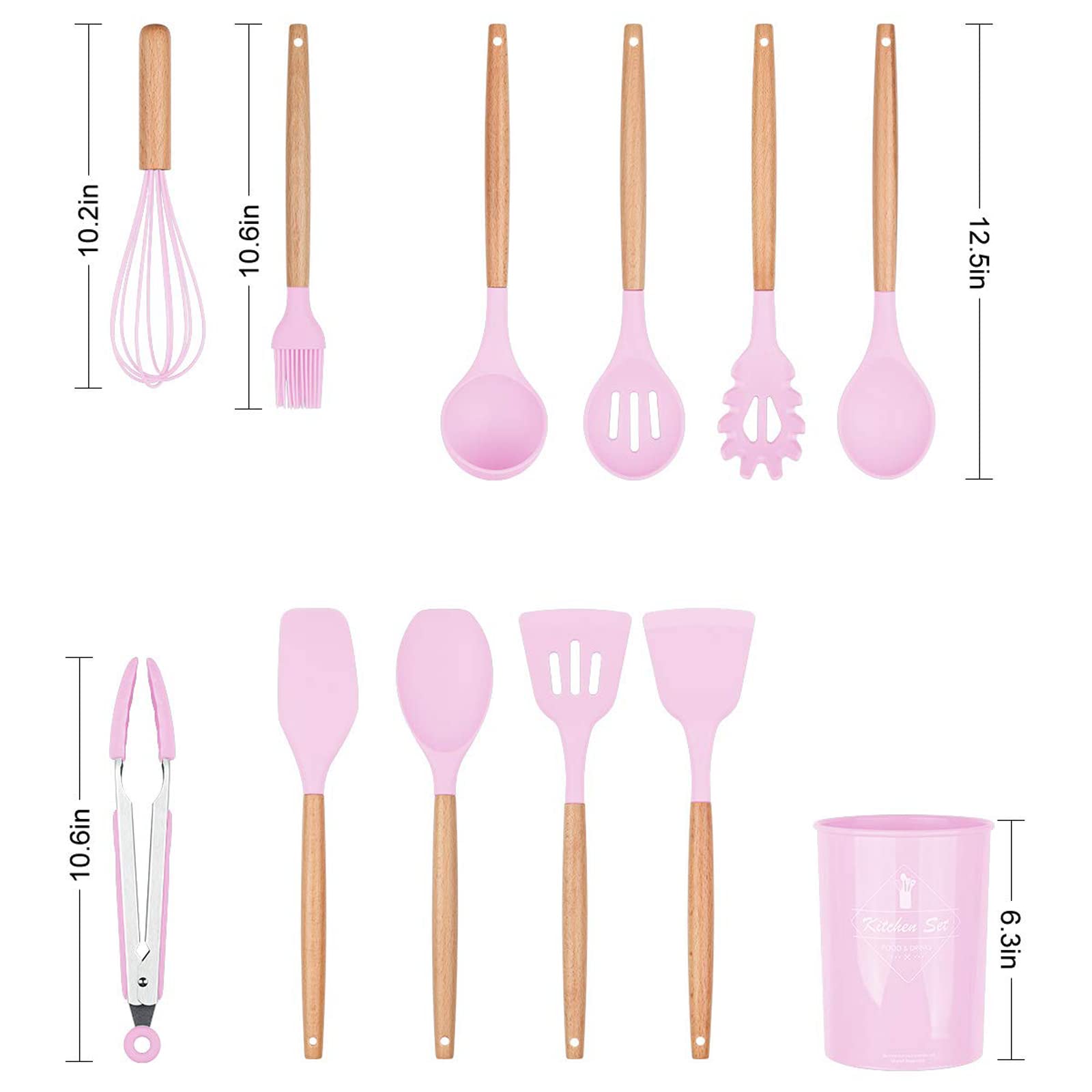 Set di 11 utensili da cucina in legno e silicone | Maisons du Monde