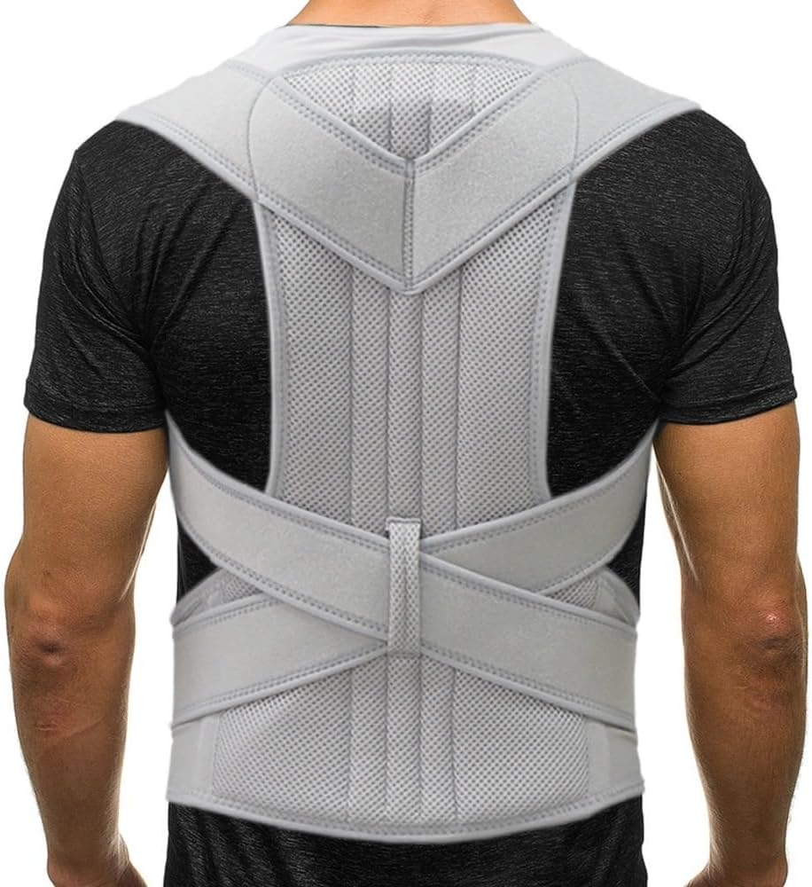 XS-5XL Plus Size Posture Corrector Back Brace Women Men Scoliosis And Hunchback Correction Full Back Support Belt Shoulder Neck Clavicle Spine Support(Grey,4XL)