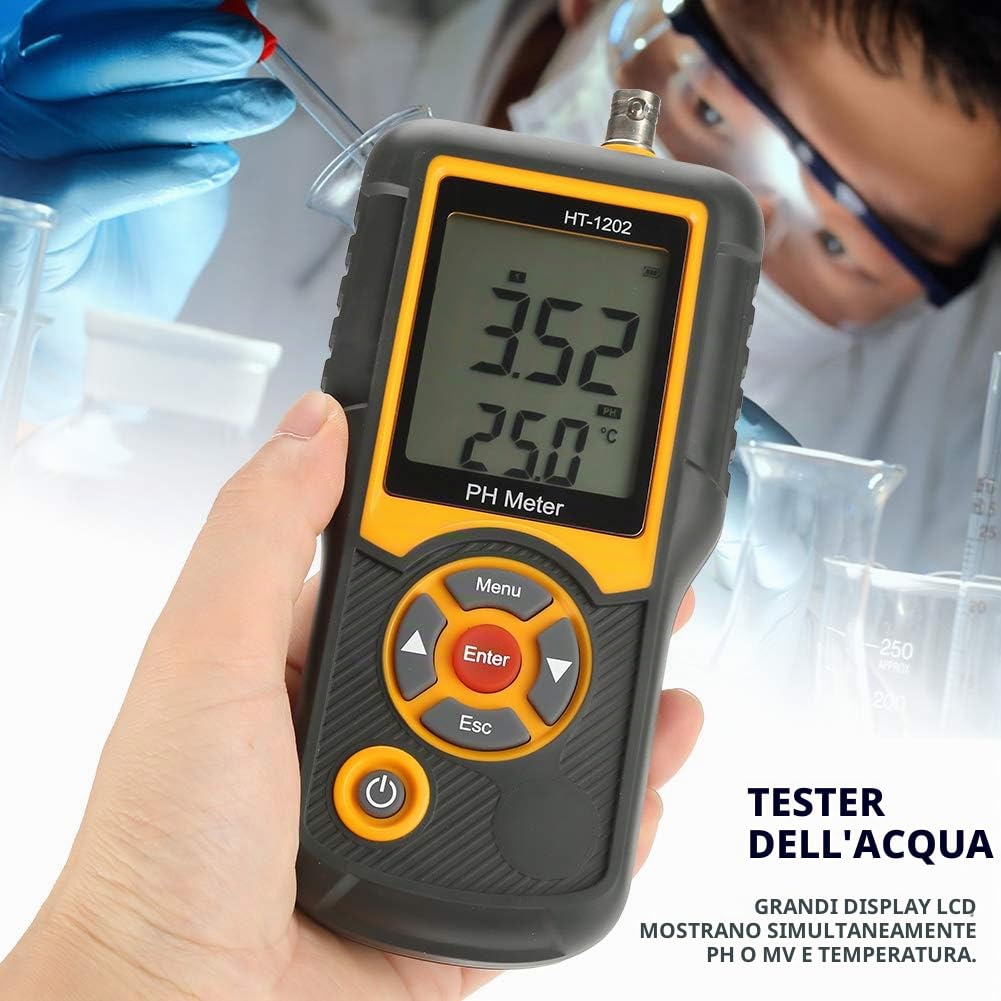 HT-1202 Misuratore di temperatura digitale ad alta precisione del tester di qualità dell'acqua del tester PH 0~14PH