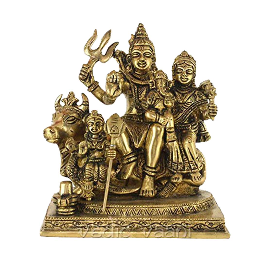 Buy Makan Brass Shiv Parivar Sitting on Nandi/Shiv Parvati Ganesh Kartikeya Sculpture Idol/Idols