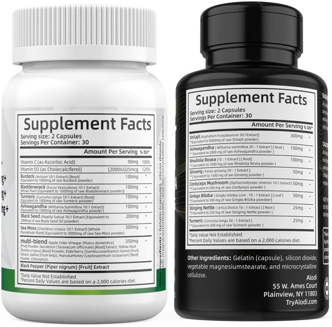 Miniatura 5 de Paquete de musgo marino + Shilajit Ultra Wellness lleno de Ashwagandha, Panax Ginseng, Rhodiola Cordyceps, cúrcuma, aceite de semilla negra, vejiga,