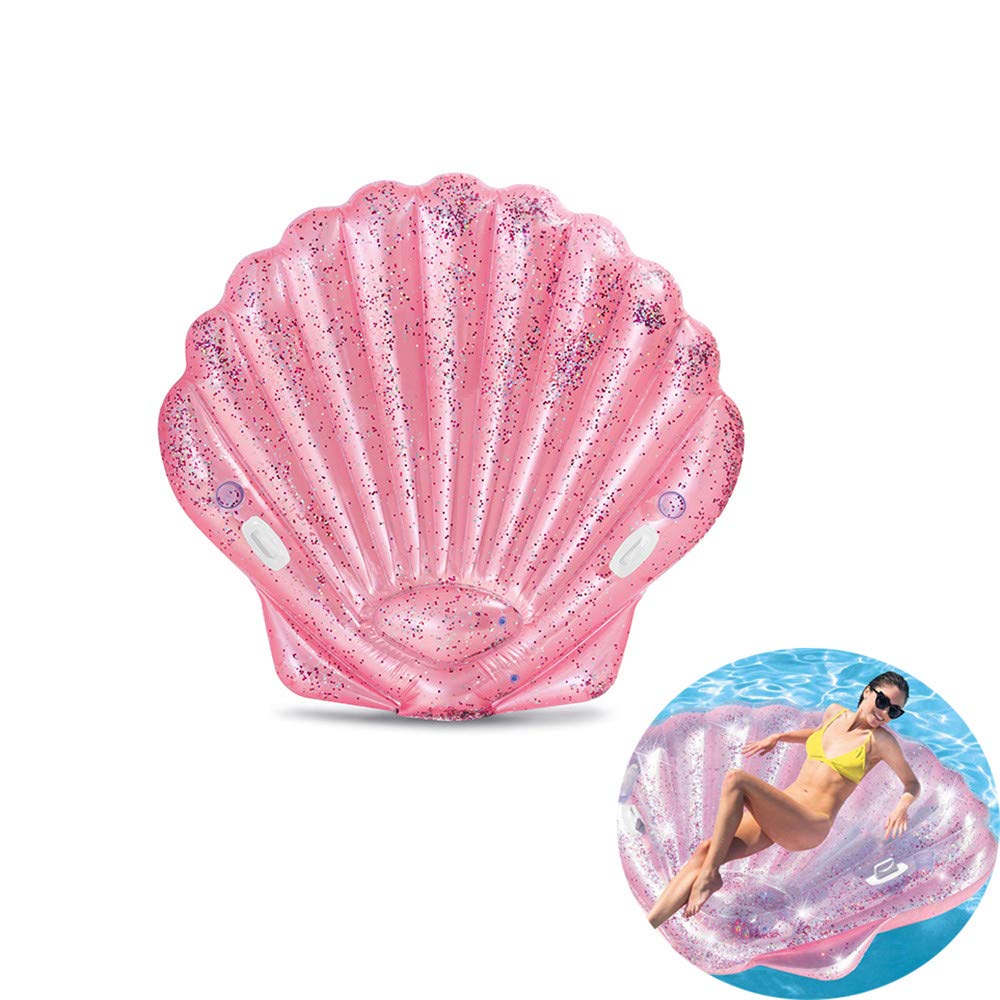 Materassino Gonfiabile A Conchiglia Gigante 120×120 Cm – Galleggiante Con Palla Perlata Per 2 Adulti – Piscina, Spiaggia, Relax – Portata 100 Kg