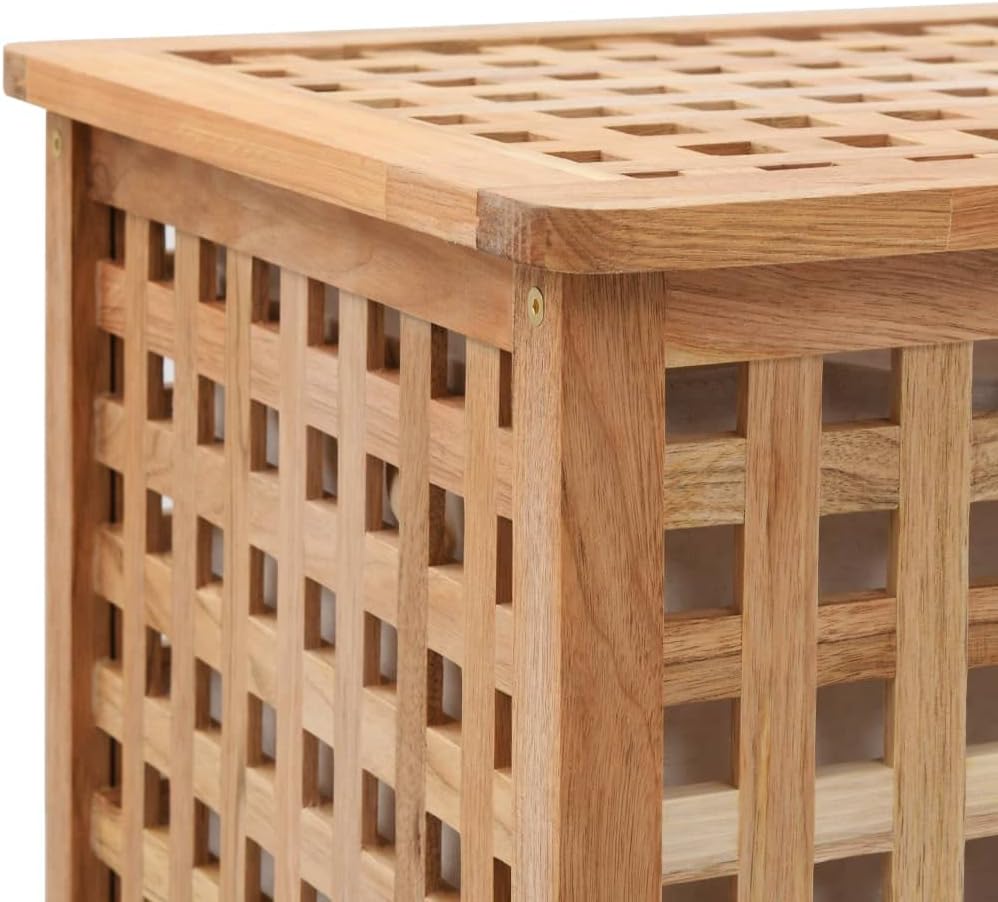 SKM Laundry Bin 15.4"x15.4"x25.6" Solid Wood Walnut,Brown (Weight 10.47KG)