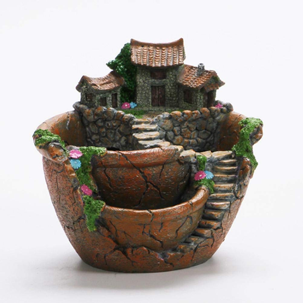 Vaso creativo per piante grasse fai da te con casa dolce, mini fioriera per fiori da giardino fatata per interni ed esterni, decorazione per feste